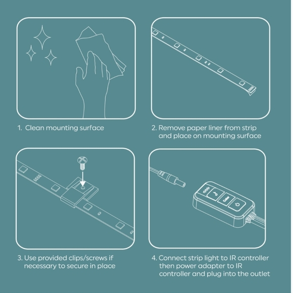 GE LED Light Strips, Remote, Color + White, 32 tf, Trimmable, Sync to Music, New - Picture 13 of 14